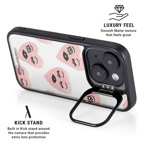 Bouffants and Broken Hearts Winking Hearts iPhone 15 Kickstand Case